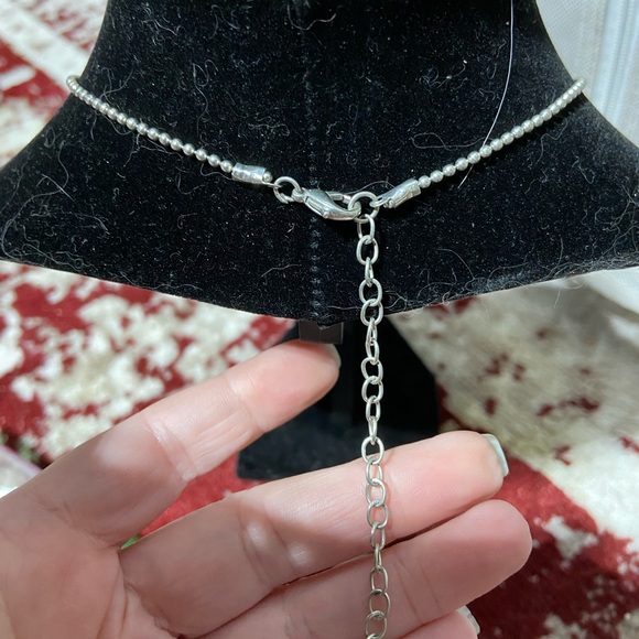 Silver Tone Multi-Pendant Necklace. Pendants Grow in Size to the Center.V Shape - Picture 2 of 2